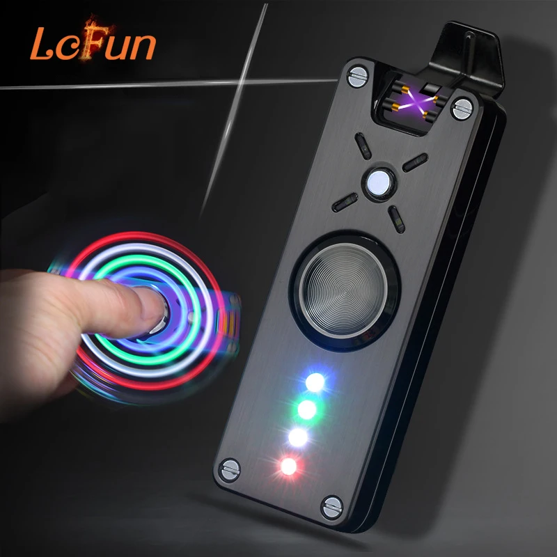 

Dual Arc Cigarette Pulsed Electronic Lighter Hand Spinner Finger Cool Light USB Rechargeable Flameless Windproof Plasma Lighters