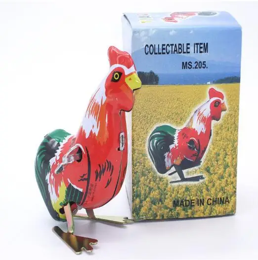 Clockwork Funny Wind Up Cock Rooster Tin Toys Perfect Collectable Gift