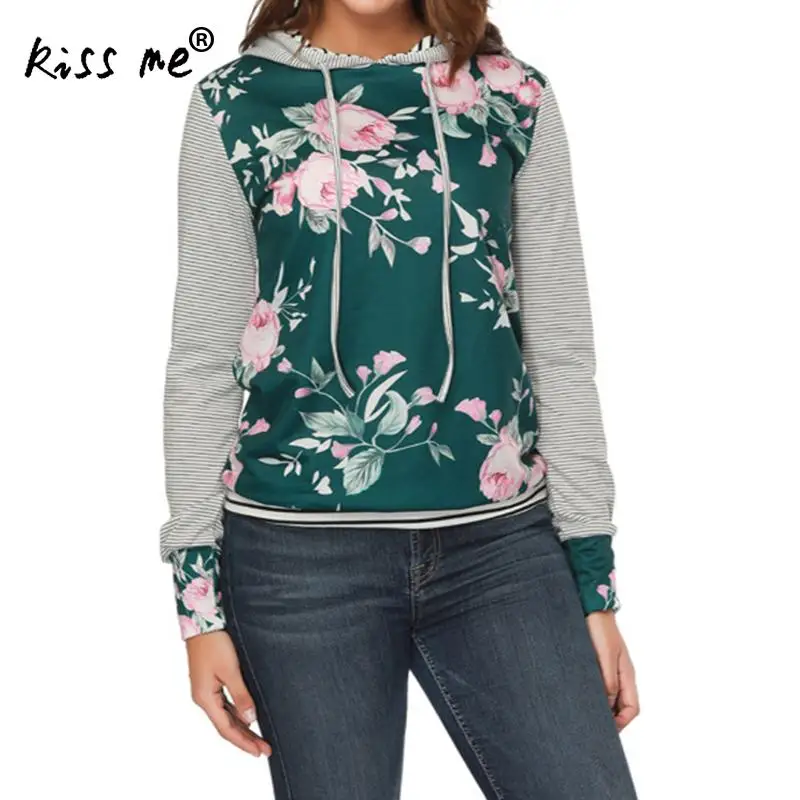 Plus Size 2018 Autumn Floral Women Hoodies Casual Women