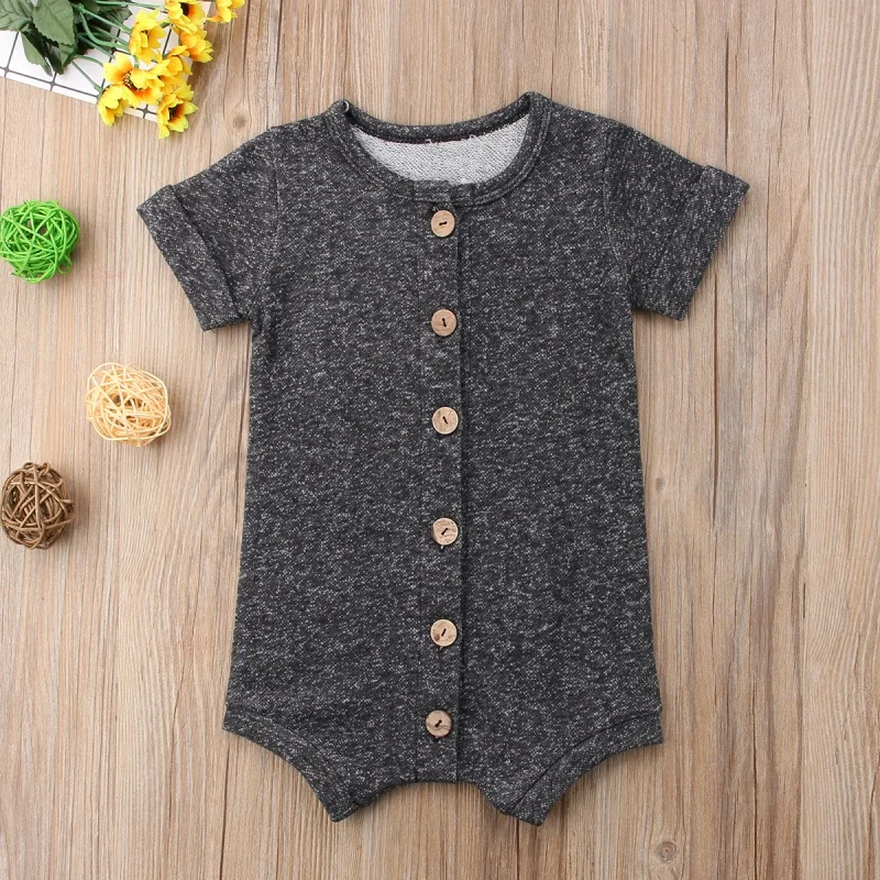 

USA Baby Boy Girl Summer Romper Jumpsuit Playsuit Cotton Shorts Clothes Baby Boy Short Sleeve Bottom Romper Gray