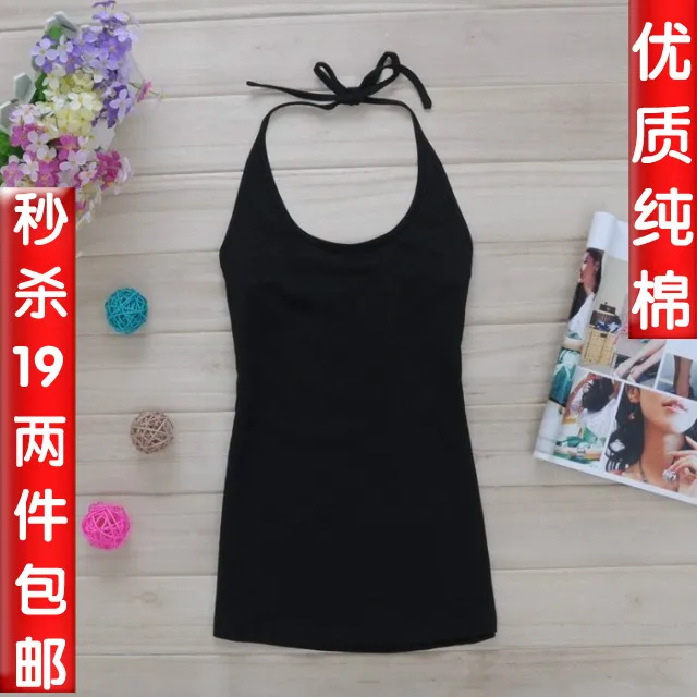 

Free Shipping Ladies 2013 spring summer halter-neck spaghetti strap vest women's plus size candy color basic Camis