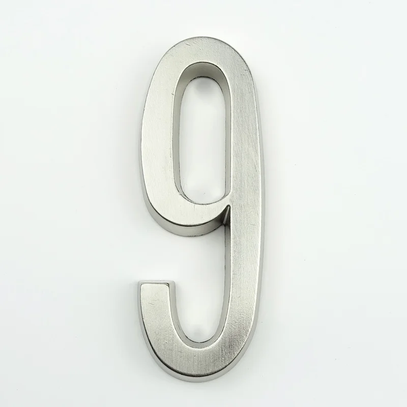 

Adhesive 101mm Height Big House Number House Door Address Number Digits Zinc Alloy Satin Nickel Big Door Address Sign #9