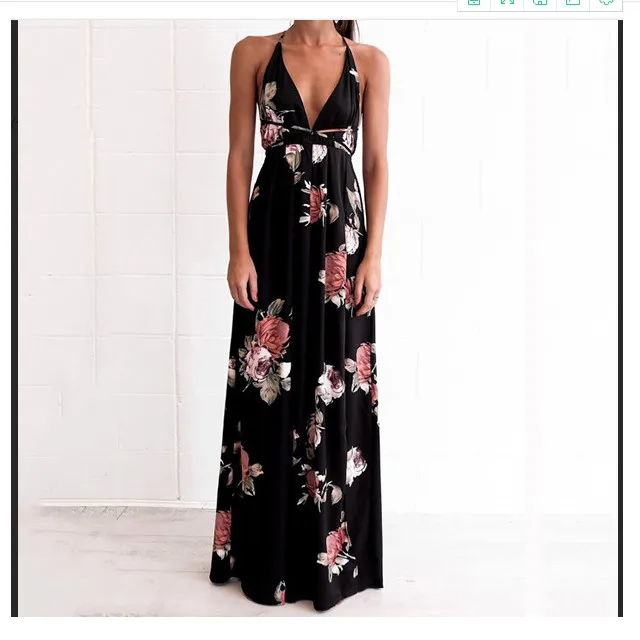 

Women Newest Bohemian Long Maxi Three Colors Sleeveless Halter Sexy Dress Summer HOT SALE Beach Size S-XL