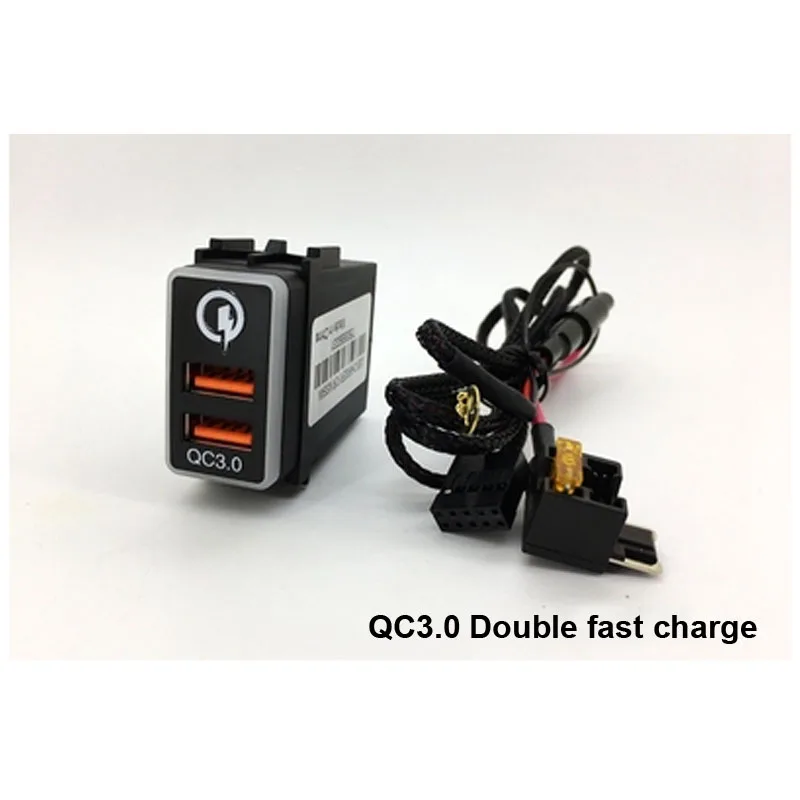 

Car USB Charger USB Connector QC 3.0 Fast Charge Voltage Display Temperature Audio Charger VOL.V TEM For Nissan Qashqai 08-15