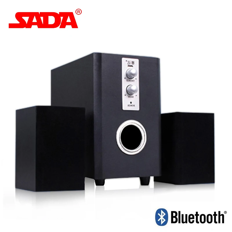 

SADA Q1 Multi Function Wooden Subwoofer Stereo Bass PC USB Bluetooth Wireless Speaker Computer Speakers Support TF Card U Disk