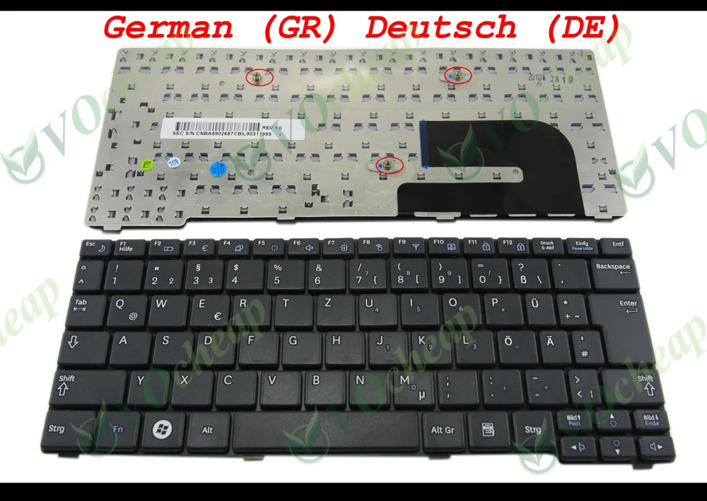 Новая клавиатура для ноутбука Samsung N140 N143 N145 NP-N148 N148 N150 Black German GR Deutsch DE QWERTZ - V113760AK1 |