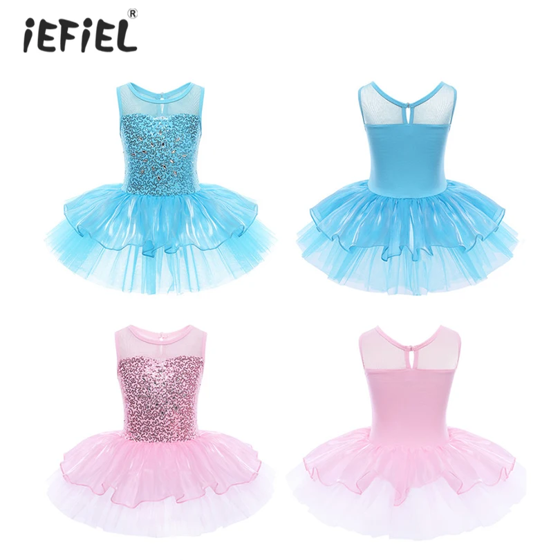 

Toddler Girls Gymnastics Leotard Ballet Dance Costume Sleeveless Ball Gown Sequin Ballerina Professional Ballet Dance Tutu Dress