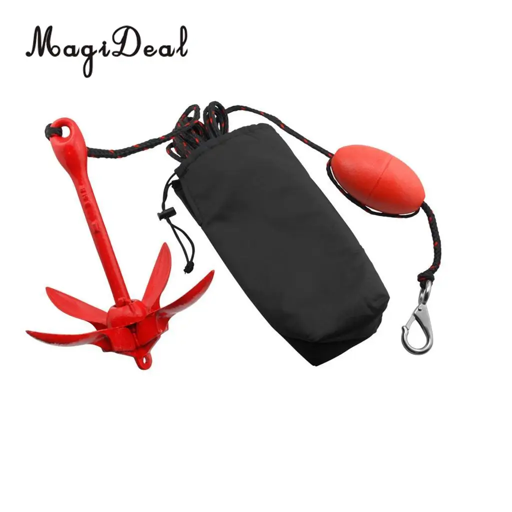 MagiDeal Heavy Duty Folding 1.5kg Anchor Buoy Kit for Inflatable Boat Canoe Kayak Sailboat Fishing Jet Ski Raft Supplies Red