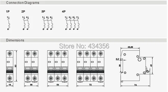 1P2P3P4P 16A20A32A63A 240/415 V~ 50 Гц/60 Гц переменного тока выключатель L7 C Тип 10KA Мини автомат защити цепи шин проводки