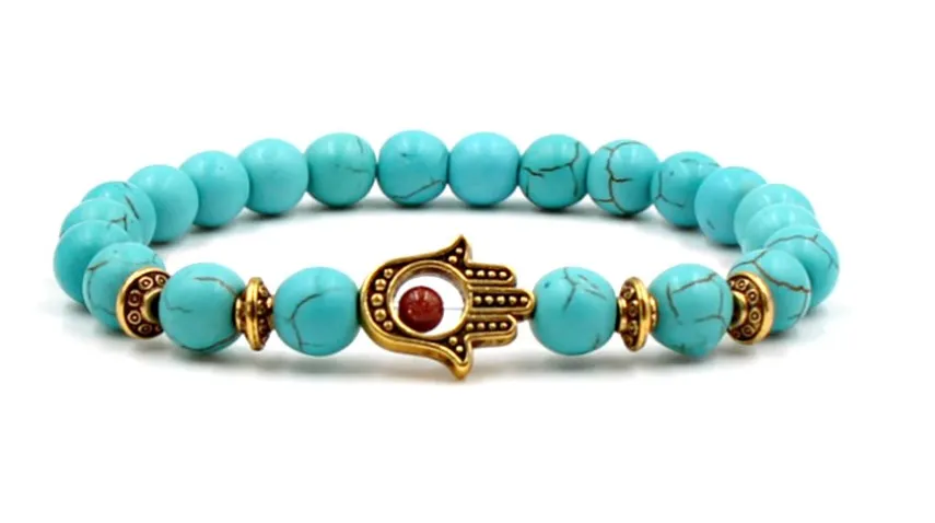 

8mm dgh3d Eye hand Bangles turquoise Buddha Prayer Yoga Bracelet women men nature stone for Women Jewelry