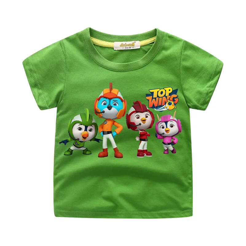 Футболки с рисунком крыльев для мальчиков и девочек, детские летние футболки с короткими рукавами, Детские хлопковые футболки, повседневная футболка для малышей, одежда WJ185