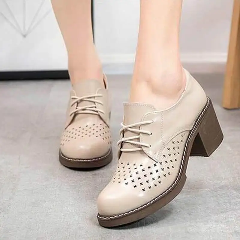 Nice Summer Pumps Female Handmade Genuine Leather Women Casual