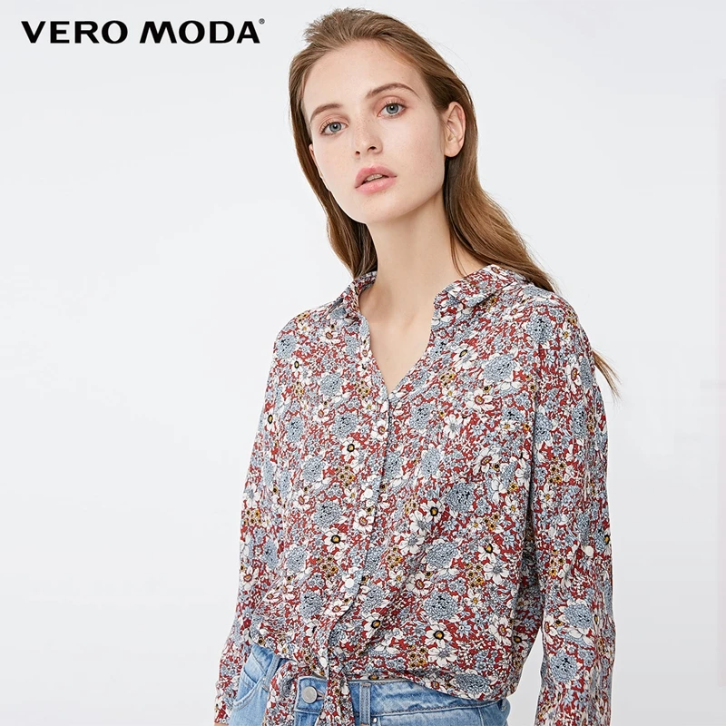 Vero Moda Женская завязанная кромка декоративные карманы 3/4 рукава рубашка блузка | 318331559