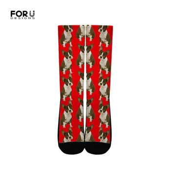 

FORUDESIGNS Cute Animal Boston Terrier Print Women Socks Casual Thick Ladies Dress Socks Long Autumn Winter Crew Socks for Girls