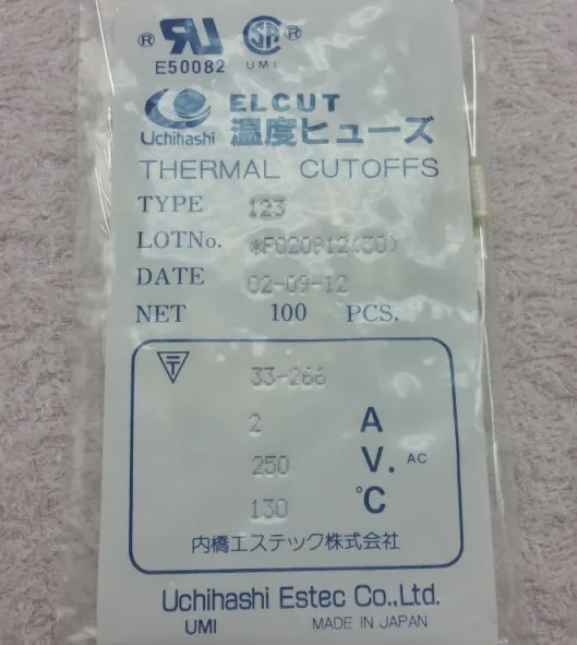 100 шт. 100 CNew и originalTemperature предохранитель 123 2A 130C 250 V 130C
