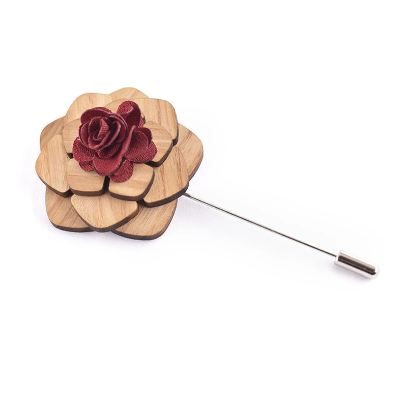 Flower Wooden Lapel Pin Brooch Pin Handmade Wood Brooches Decoration