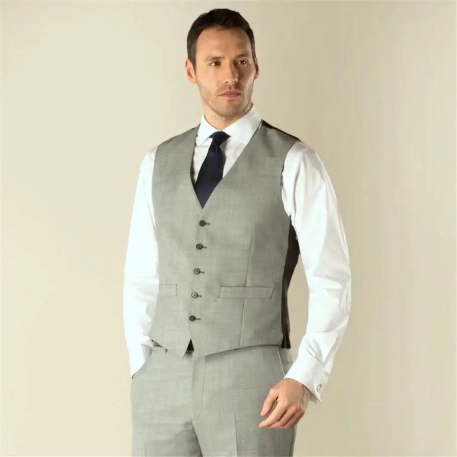 Custom Made Fashion 2019 New Vests Slim Fit Grey+Black For Wedding Best