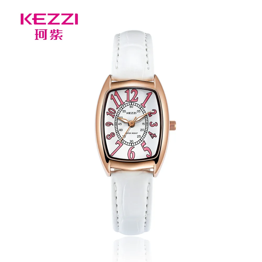 KEZZI Women Square Watch Leather Strap Watch Women Casual Watch Fashion Casual Quartz Watch Number Dial Female Reloj Mujer Girl faux leather strap number watch