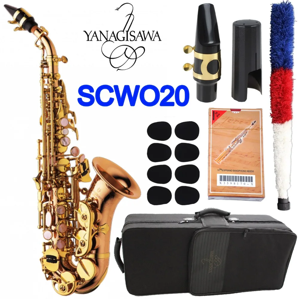 

Yanagisawa Saxophone Soprano Curve SCWO20 Gold Lacquer Curved Soprano Sax Mouthpiece Reeds Neck Musical Instrument Accessories