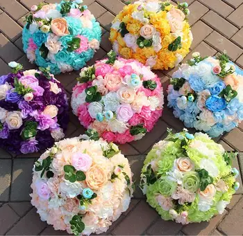 

Wedding decoration flower handmade flower ball 40CM/15.75" Big roman column road led dahlia rose centerpiece flowers