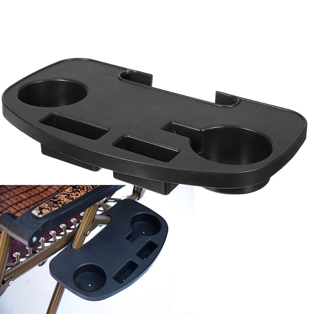 

Outdoor Camping Beach Chair Side Tray Cup Holder Clip On Folding Relaxer Chair Side Table Drink Holder Beverage Tray Tidy