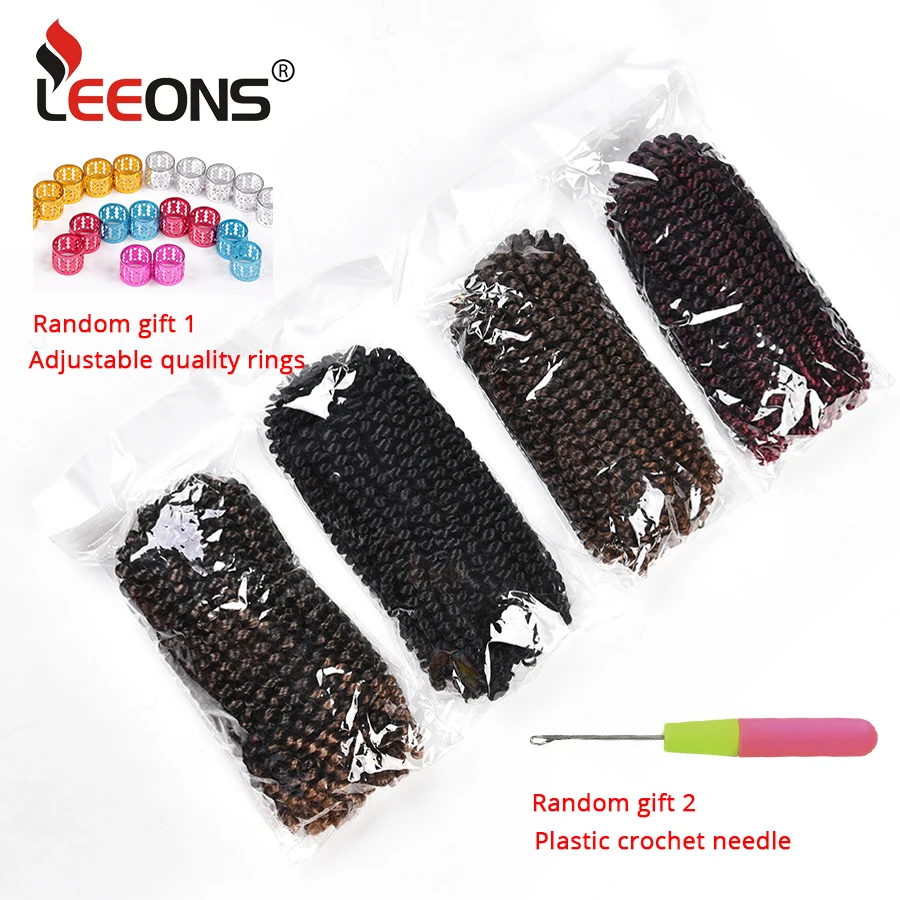 Leeons Kanekalon Crochet Hair Braids 8Inch Soft Spring Twist Hair Extension Micro Synthetic Curly Weave Crochet Braids 30Roots