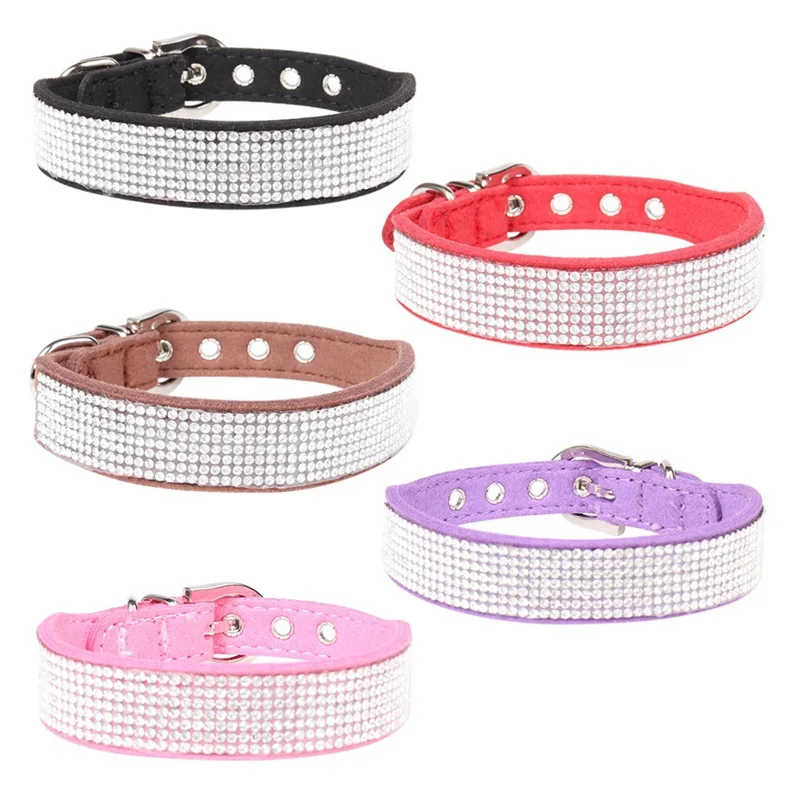 

Cute Pet Adjustable Rhinestone Collar Shiny Decorative Dogs Necklaces Collar For Small Medium Dogs Chihuahua Superfiber Collar