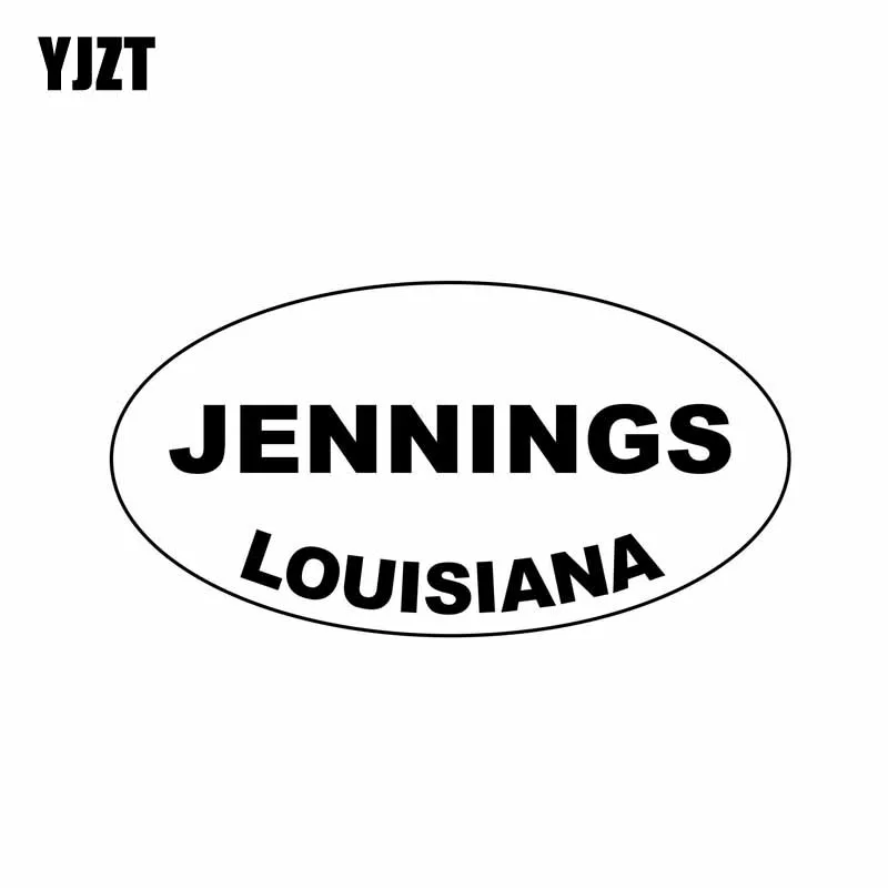 

YJZT 14.3CM*7.5CM JENNINGS LOUISIANA OVAL CAR STICKER VINYL DECAL Black Silver C10-01450