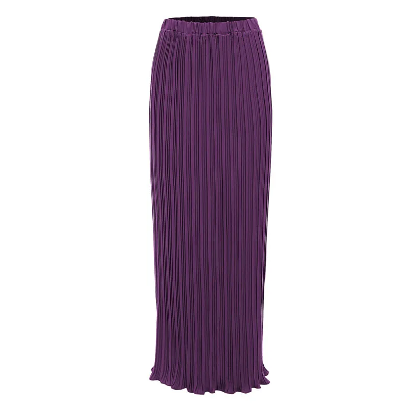 Faldas Largas Verano Mujer Moda Весна Осень Корейская женская шифоновая плиссированная длинная Макси юбка Jupe Longue Femme мусульманские юбки - Цвет: Purple