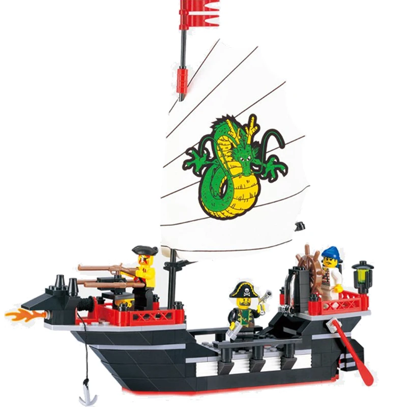 

211pcs Children's educational building blocks toy Compatible Legoings city Pirate Series Barbara Caribbean Pirate Ship best gift