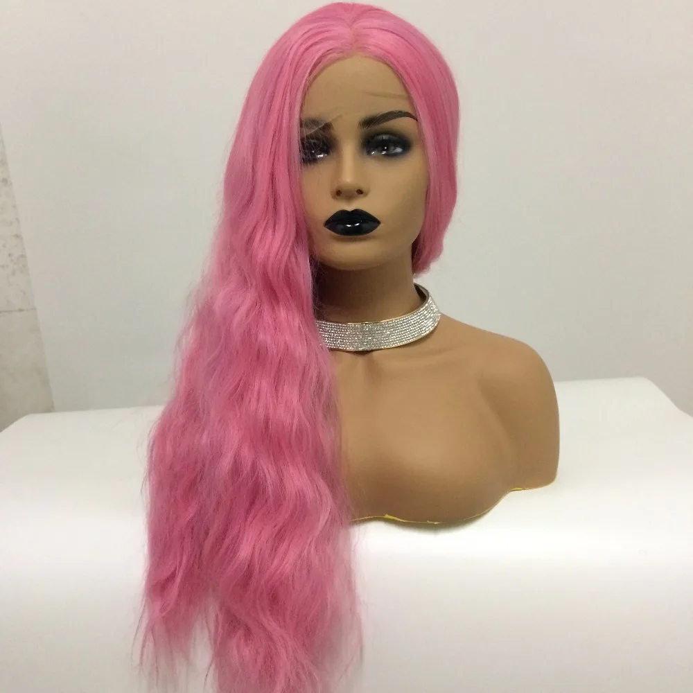 DLME объемная волна парик 180% плотность жаропрочных волос розовый парик Синтетические волосы на кружеве парик бесклеевые синтетические