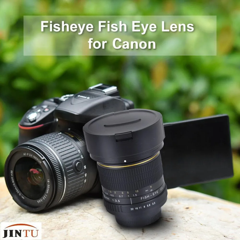 JINTU 8mm f/3.5 Manual Focus Ultra Wide Angle Fisheye Lens for Canon SLR Camera 550D 80D 70D 60D