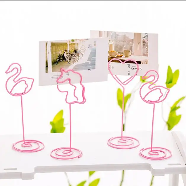 

Kawaii Pink Flamingo Unicorn Wedding Favors Place Card Holder Table Photo Memo Note Desk Name Card Folder Clips Message Clip