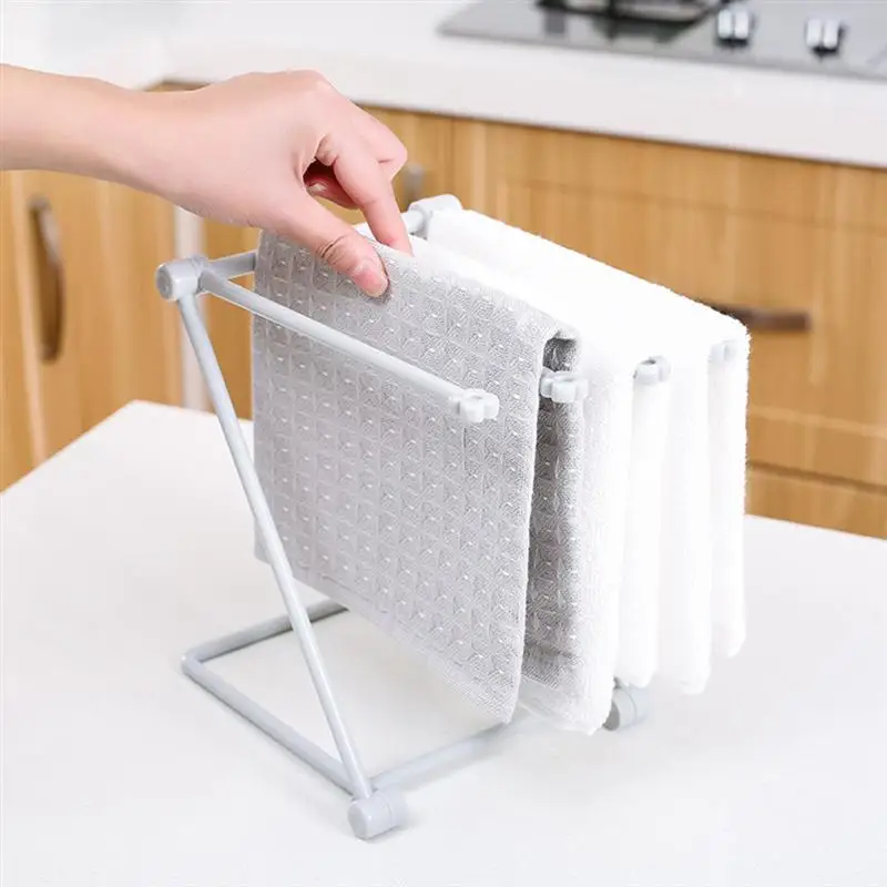 Vertical Foldable Cloth Storage Rack Kitchen Countertop Dish Cloth Rack