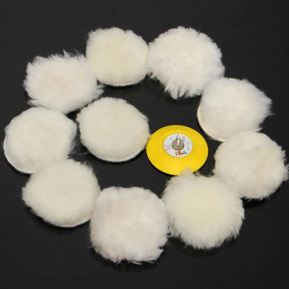 

11Pcs 3" Woolen Polishing Buffing Bonnet Pad Kit For M6 Car Auto Polisher Waxing