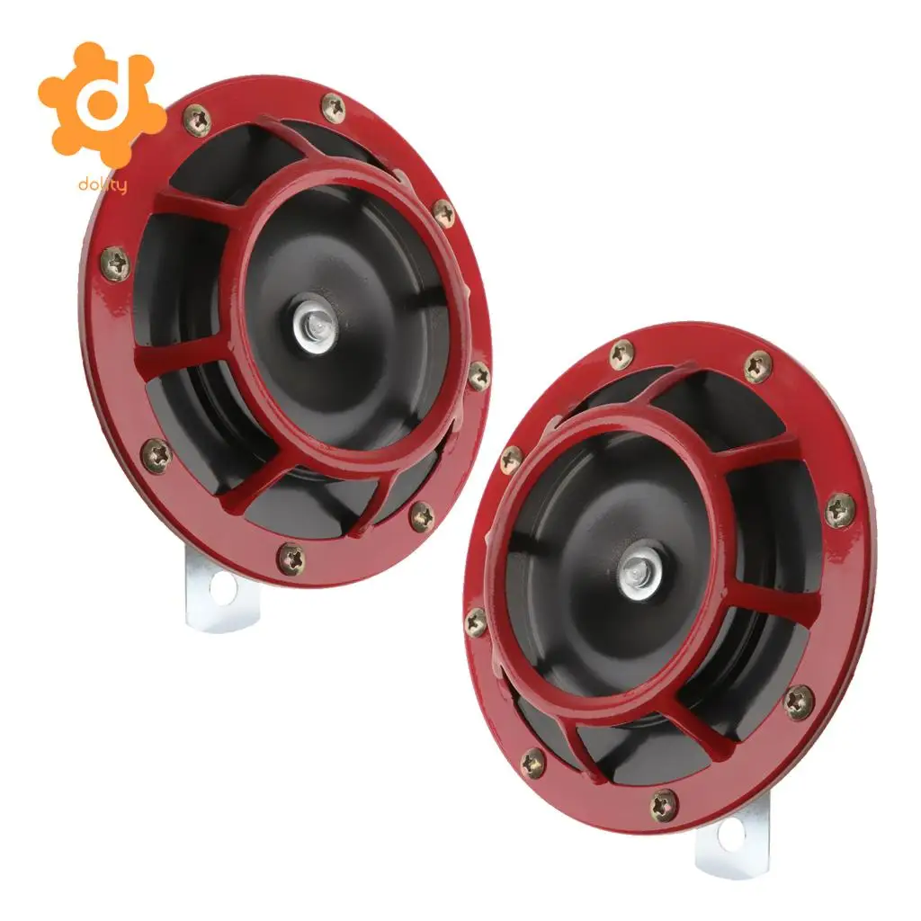 dolity 2 Pieces 12V Auto High Bass Basin Type Loudspeaker Signal Alarm  silver