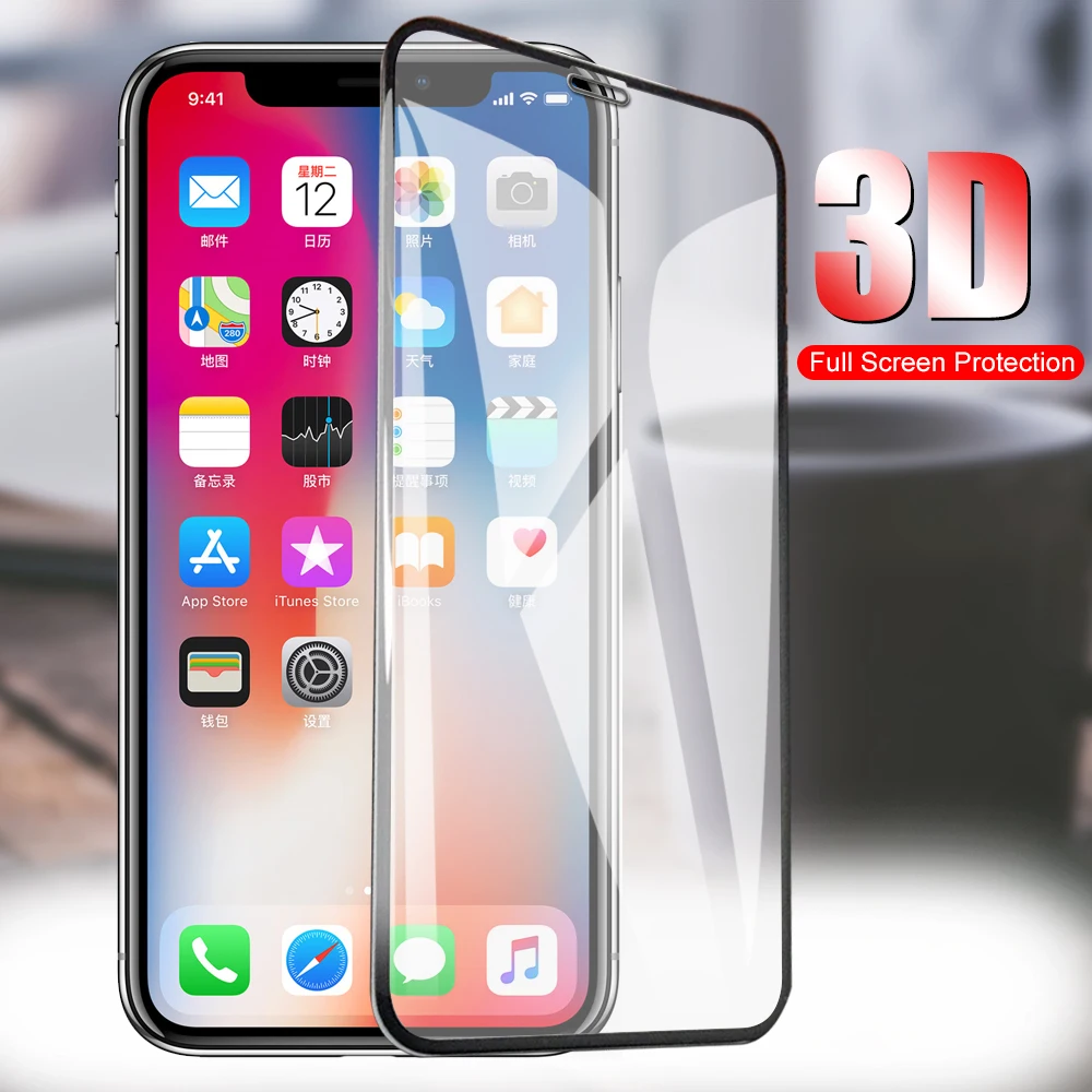 Full Cover 9H Tempered Glass for iPhone X Xs Screen