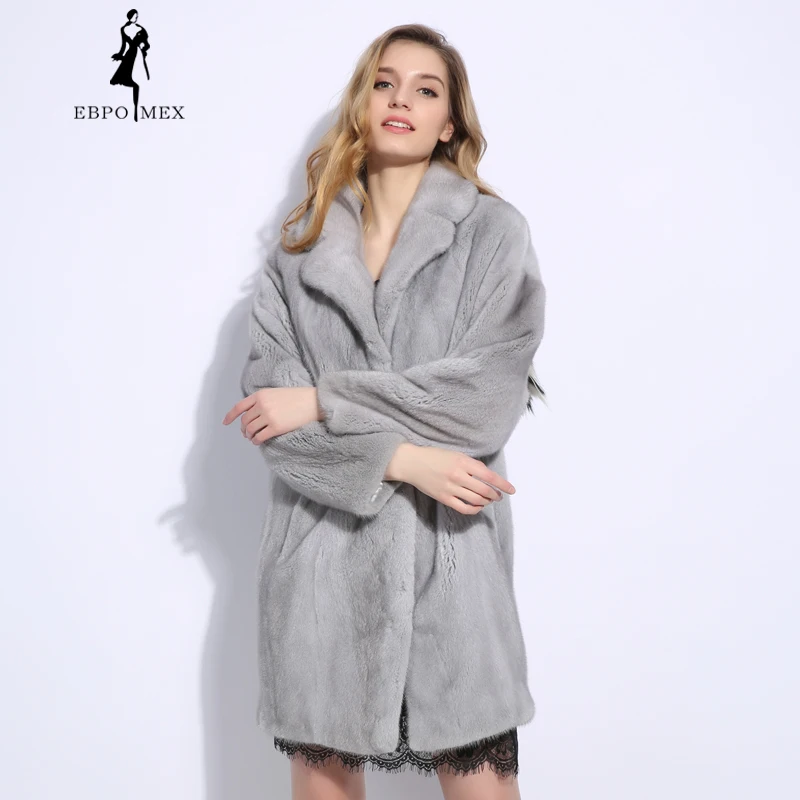  Gray Birdie mink fur coat Imported velvet loose real fur mink fur coat Italian fashion design mink 