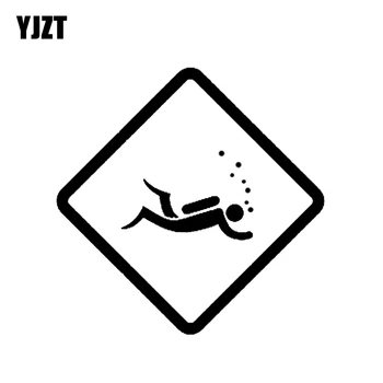

YJZT 13.9*13.9CM Interesting Diving Cartoon Silhouette Car Sticker Vinyl Decor Graphics Accessories C12-0684