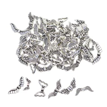 60 штук антикварные серебряные ангельские крылья феи Шарм разделитель бусины DIY браслет ожерелье Подарки
