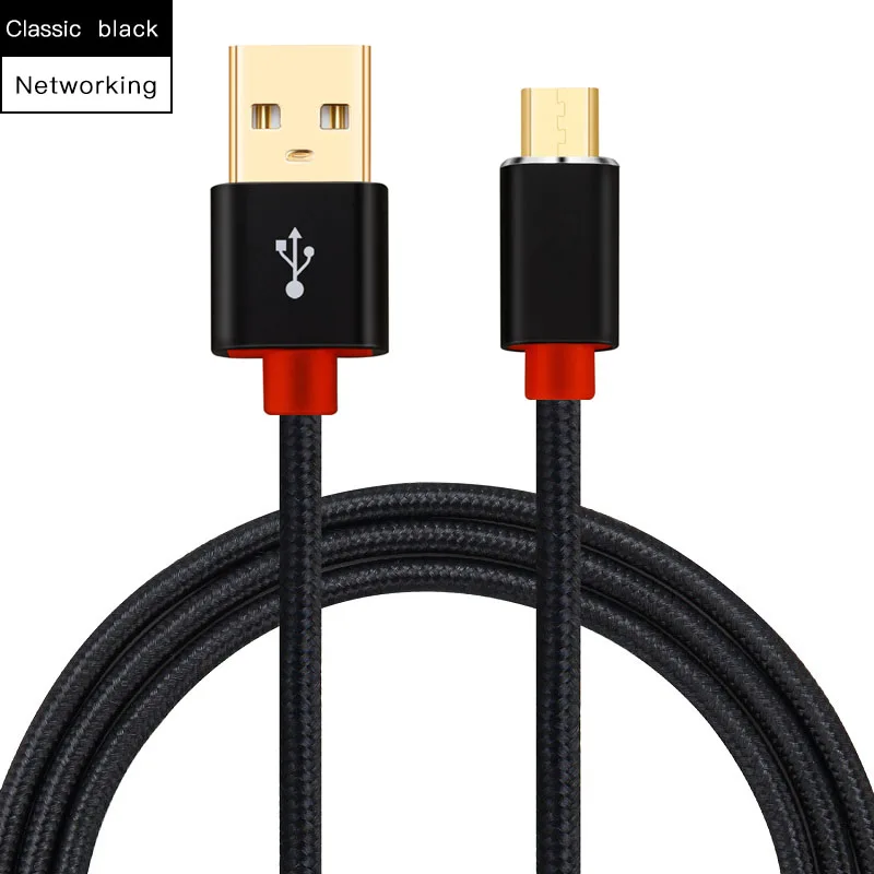 10 шт./лот,, 1 м, 2 м, 3 м, Micro USB кабель, 2,4 А, нейлон, быстрая зарядка, USB кабель для передачи данных для samsung, huawei, Xiaomi, Redmi, LG, Micro usb - Цвет: black