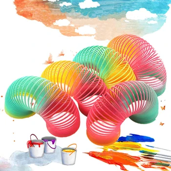 

Rainbow Spring Protean Toys For Children Colorful Rainbow Circle Folding Plastic Spring Coil Creative Magical Educational Toys