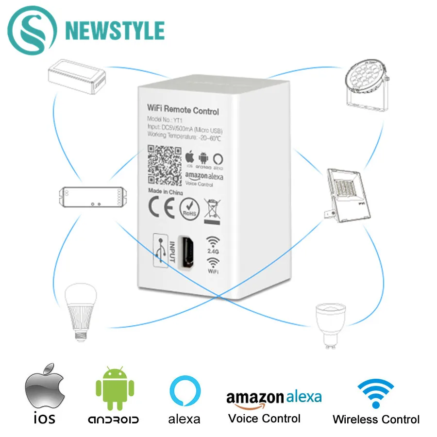 

WiFi Voice Remote Control YT1 DC5V USB Smart 4G IOS Android APP Controller for MiLight 2.4GHz RGB CCT RGBW LED Strip Light Bulb
