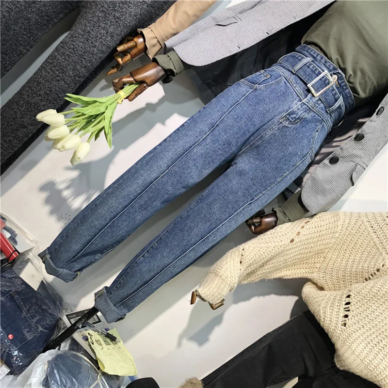 Plus Size Fashion Spring Jean Women Korean Style High Waist Womens Wide Leg Female Denim Jeans Harem Pants Trousers Females Pant