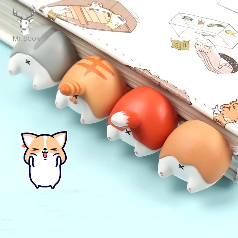 Lovely Cartoon Dog Cat Hamster Fox Ass Bookmarks Novelty Book Reading Item  Creative Gift for Kids Children Stationery