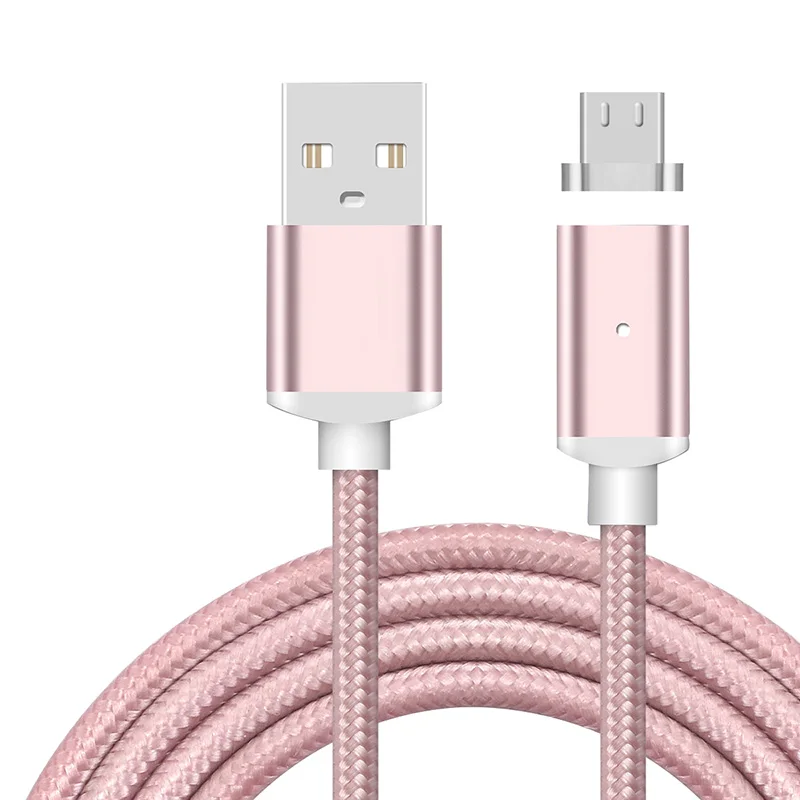 1 м нейлоновый Магнитный кабель 2.4A Micro usb кабель для зарядки и передачи данных Магнитный адаптер для зарядки samsung Xiaomi huawei Android сотовых телефонов - Тип штекера: Rose Gold