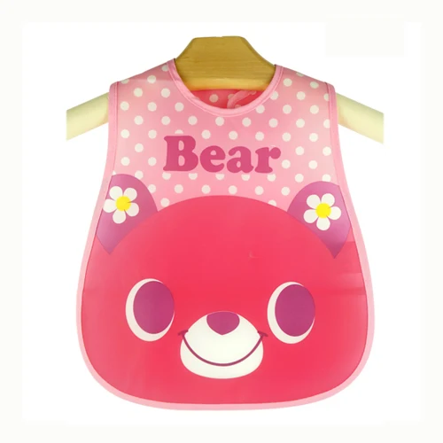 Модные детские мягкие нагрудники с героями мультфильмов, водонепроницаемые детские нагрудники для самостоятельного кормления детей - Цвет: Pink bear