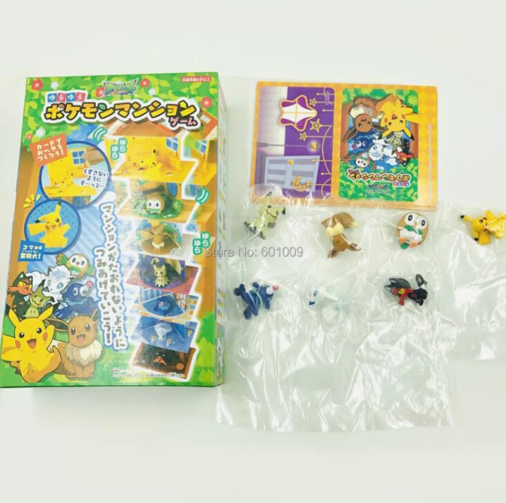 7 шт. домашние фигурки Pika Eevee Alola Vulpix Mimikyu Litten Rowlet Popplio 5 см из ПВХ розничная