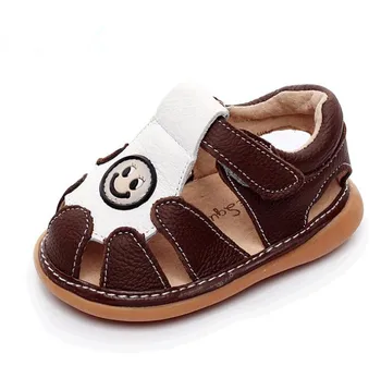 

Genuine leather baby sandals summer baby shoes children boys rubber sole funny baby squeaky shoes Breathable baby sandals