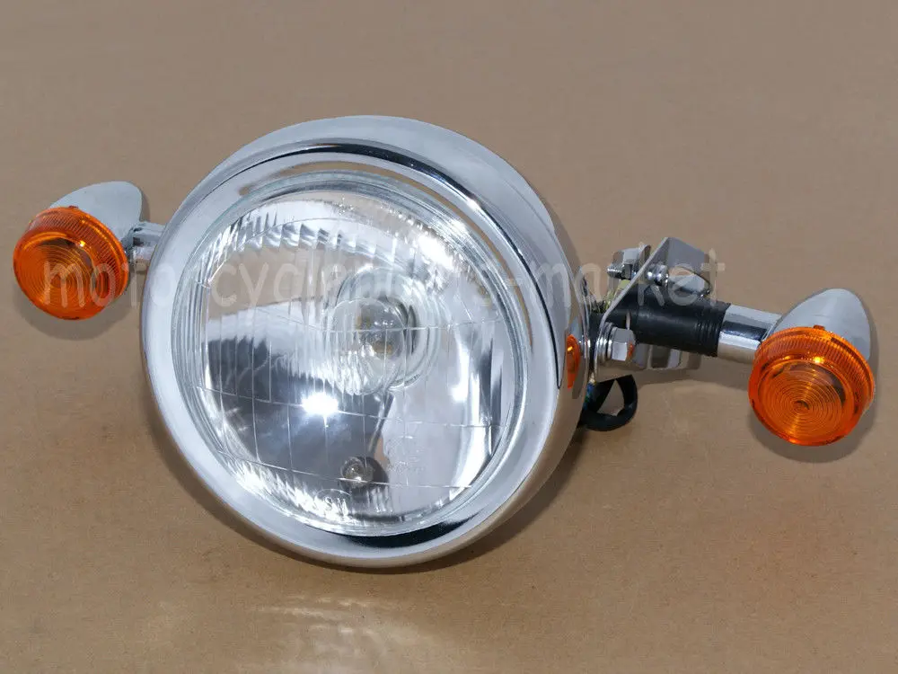 

Retro Headlight w/ Turn Signals Fork Mount Bracket GN GN 125 Cafe Racer Bobber Motor bikes Metric bikes Cruisers Choppers